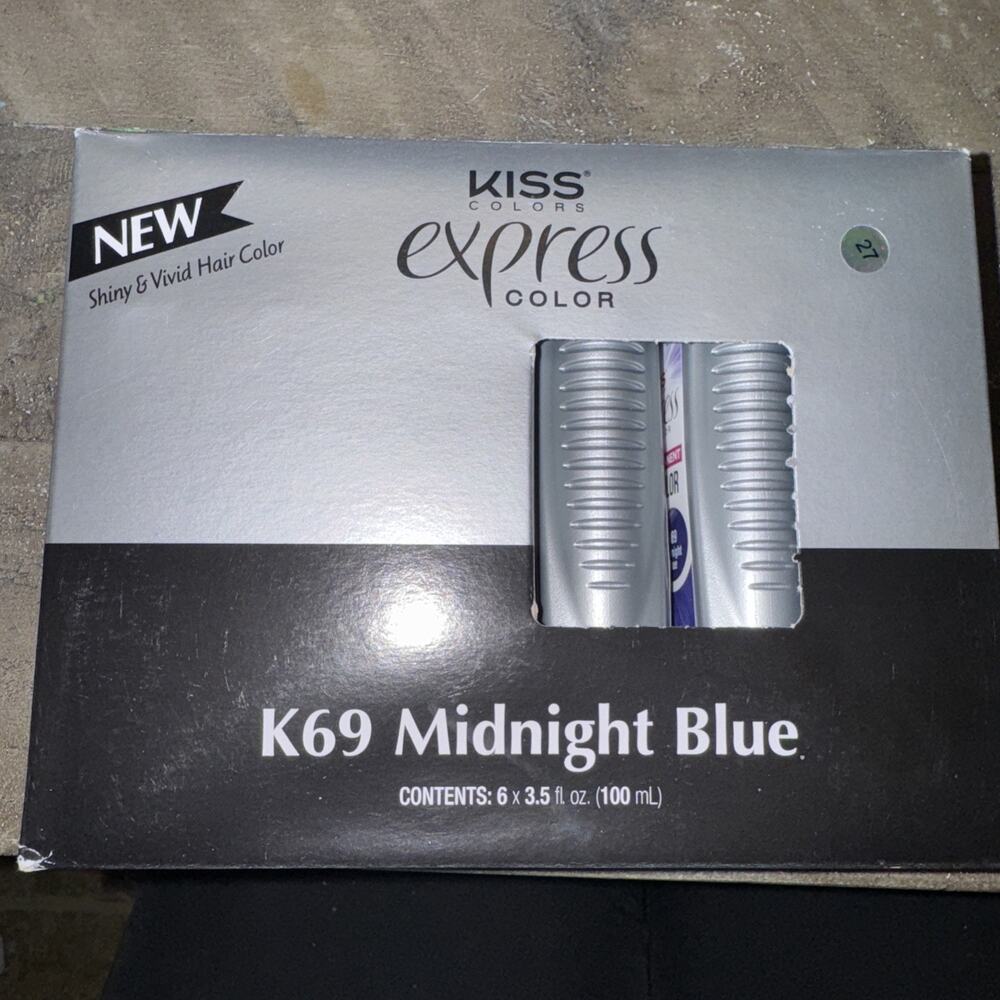 Box Of 6 - Semi-Permanent Hair Color,Kiss Express 3.5 US fl.oz Midnight BLUE